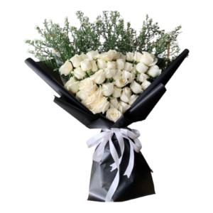 Bouquet rose putih  dan caspia